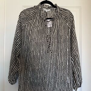 Cleo Black and White Patterned Blouse